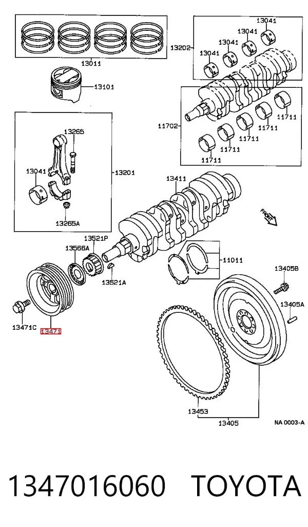 Polea de cigüeñal 1347016060 Toyota