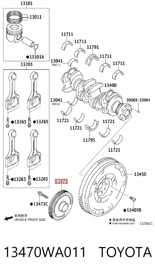 Polea de cigüeñal 13470WA011 Toyota