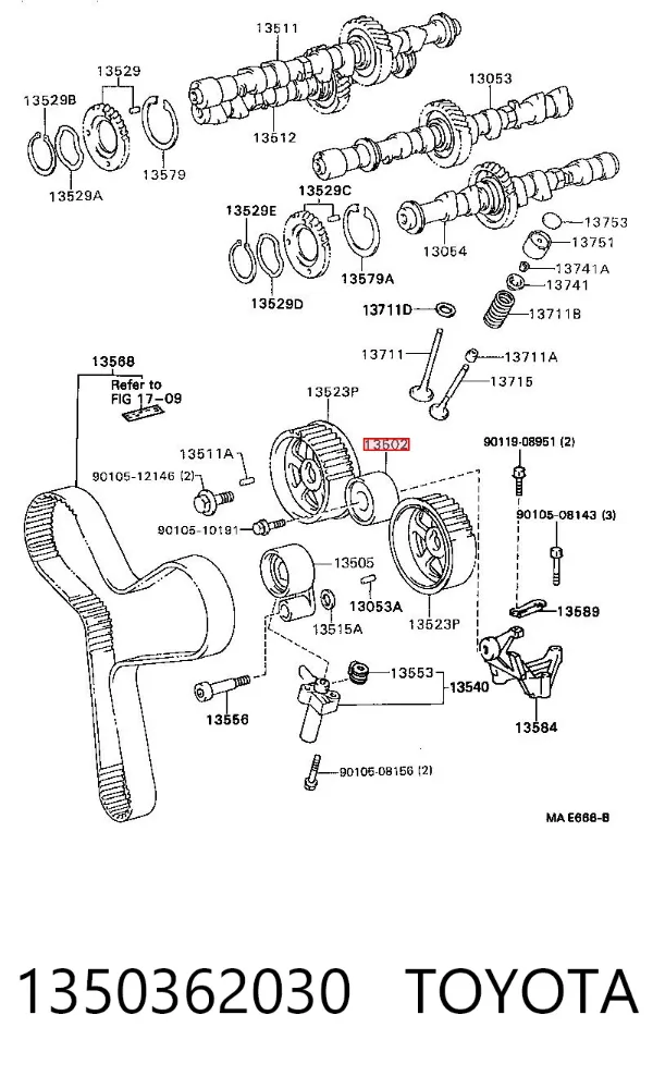 Polea correa distribución 1350362030 Toyota