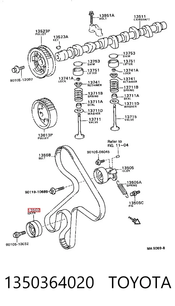 Polea correa distribución 1350364020 Toyota