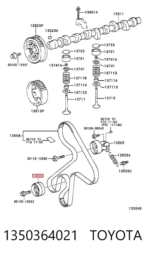 Polea correa distribución 1350364021 Toyota