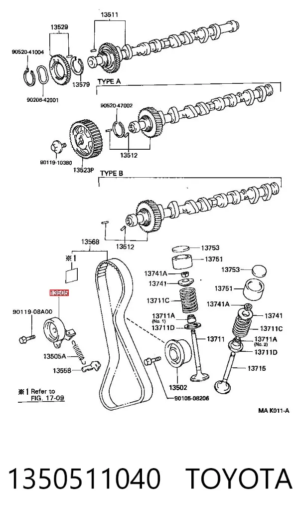 Tensor correa distribución 1350511040 Toyota