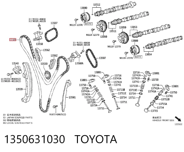 Cadena de distribución 1350631030 Toyota