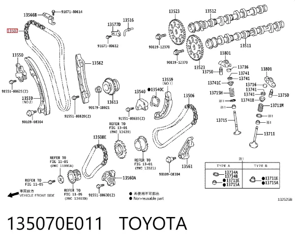 Cadena de distribución 135070E011 Toyota