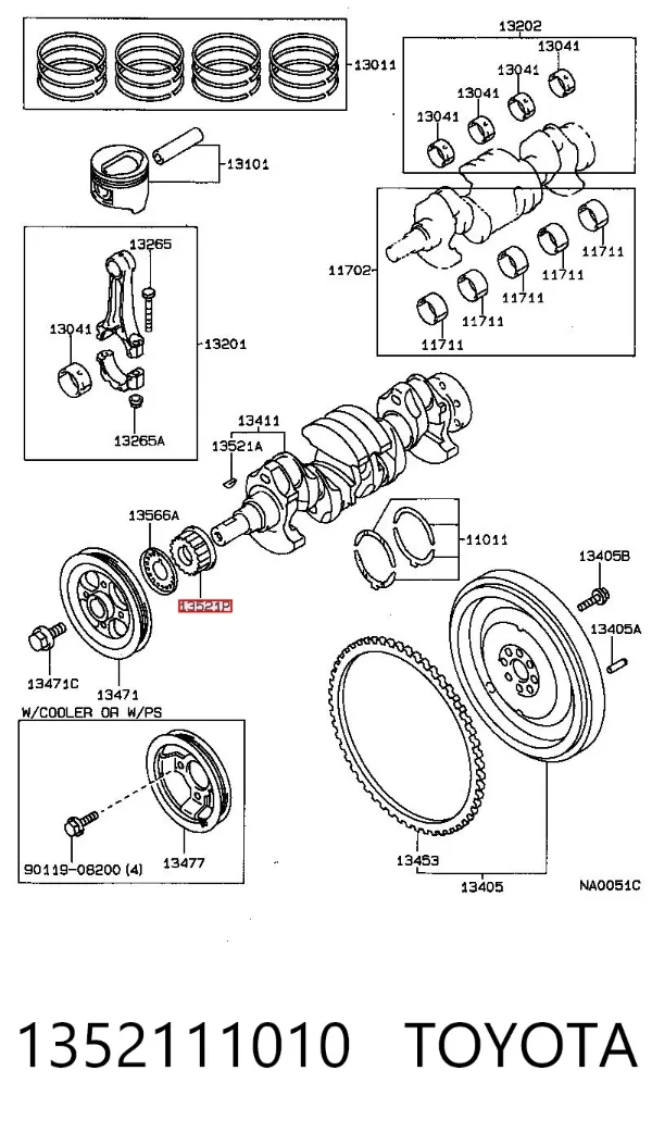 Guía de cadena de distribución 1352111010 Toyota