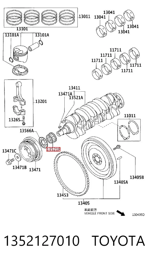 Piñón del cigüeñal 1352127010 Toyota
