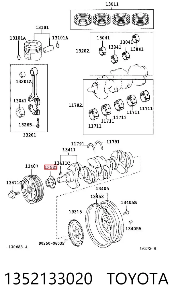 Guía de cadena de distribución 1352133020 Toyota