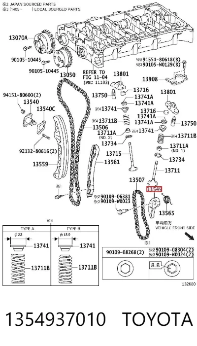 Tensor de cadena de bomba de aceite TOYOTA 1354937010