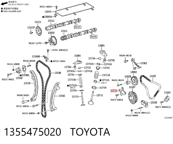 Cadena de distribución 1355475020 Toyota