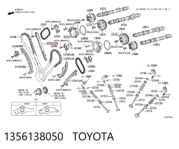 Guía izquierda de cadena de distribución 1356138050 Toyota