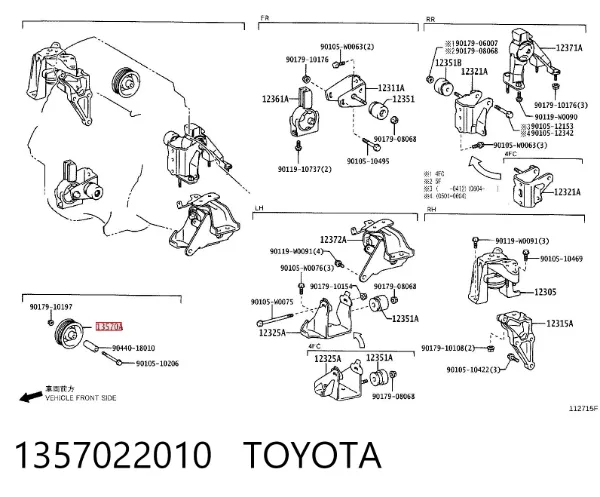 Polea inversión / guía, correa poli V 1357022010 Toyota