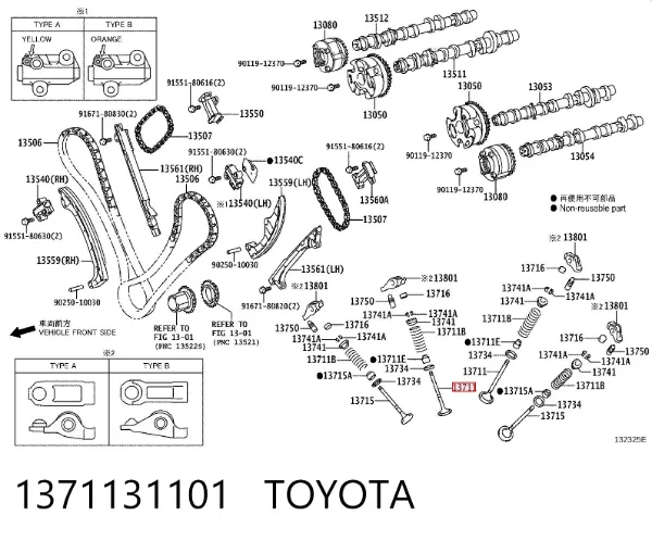 Válvulas de admisión 1371131101 Toyota