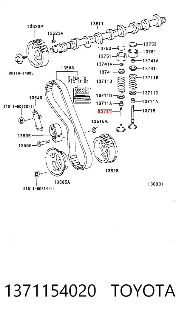 Válvulas de admisión 1371154020 Toyota
