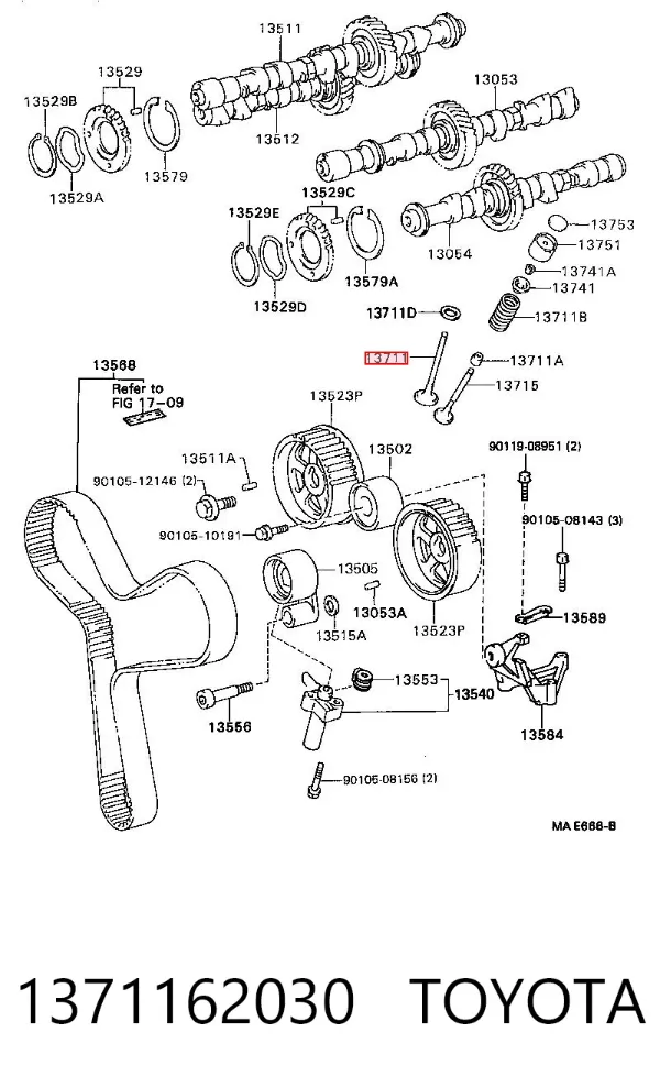 Válvulas de admisión 1371162030 Toyota