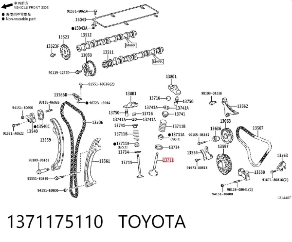 Válvulas de admisión 1371175110 Toyota