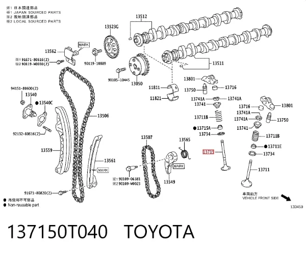 Válvula escape 137150T040 Toyota