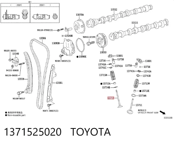 Válvula escape 1371525020 Toyota