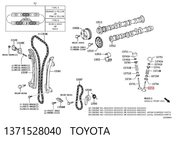 Válvula escape 1371528040 Toyota