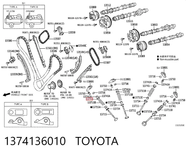 Chaveta De Sujecion De Valvula 1374136010 Toyota