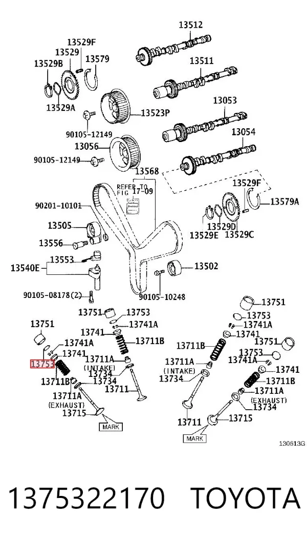 Arandela de ajuste 1375322170 Toyota