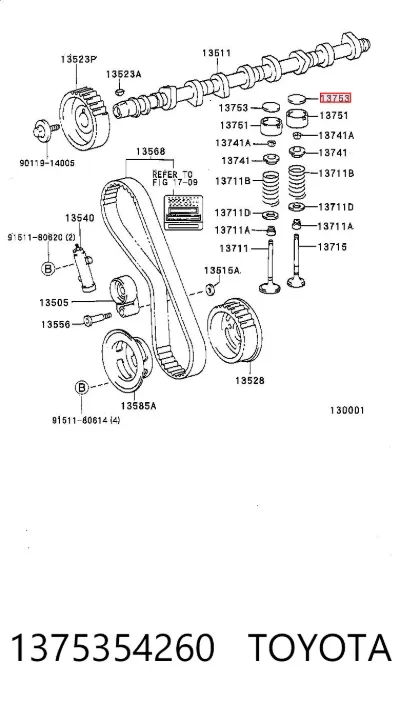 Arandela de ajuste TOYOTA 1375354260