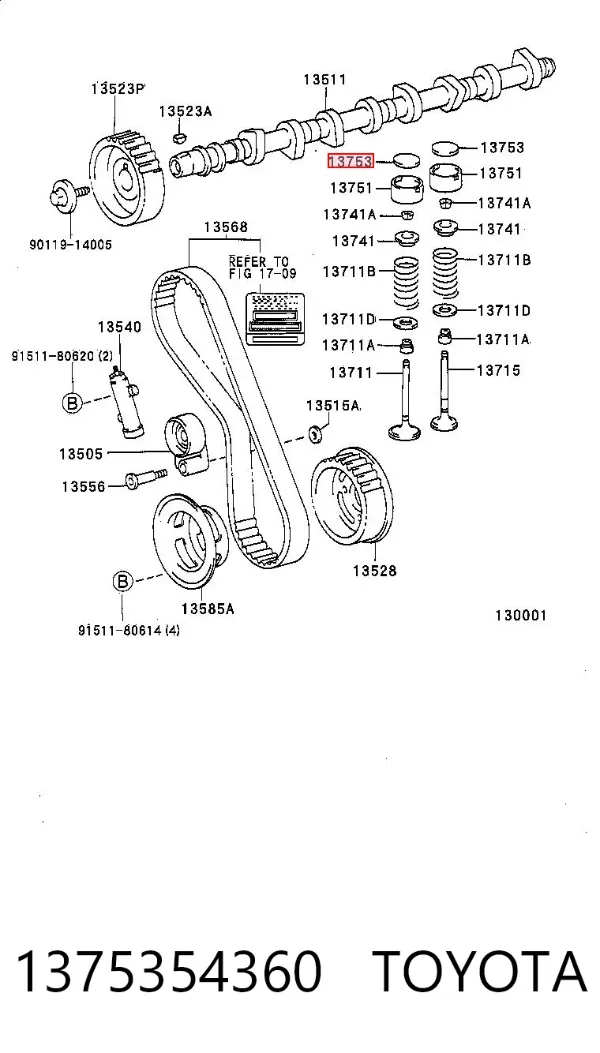 Arandela de ajuste 1375354360 Toyota