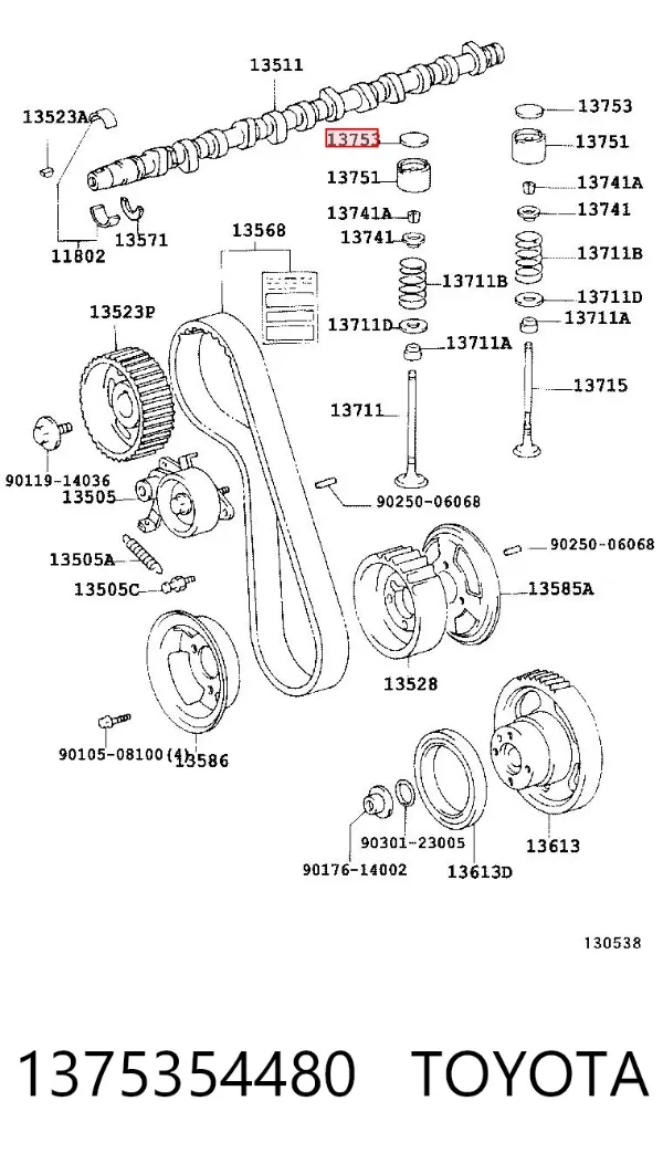 Arandela de ajuste 1375354480 Toyota