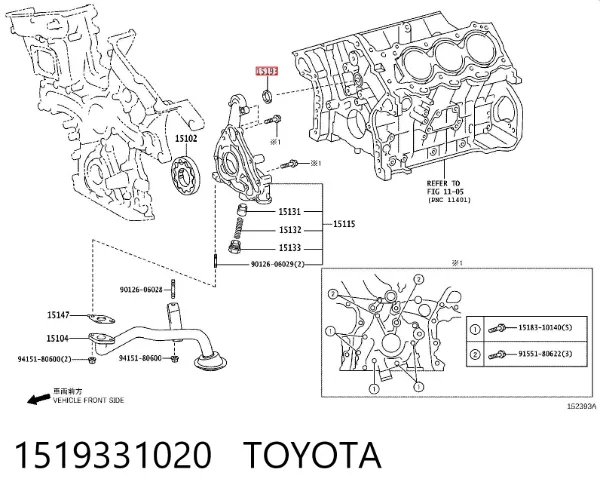 Junta de bomba de aceite 1519331020 Toyota