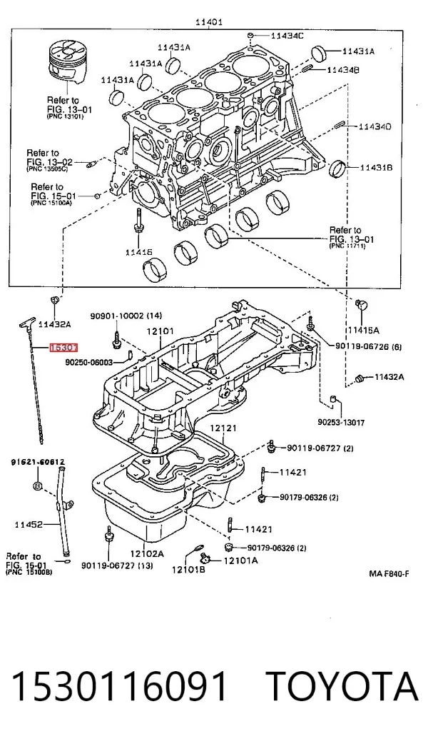 Varilla de aceite 1530116091 Toyota
