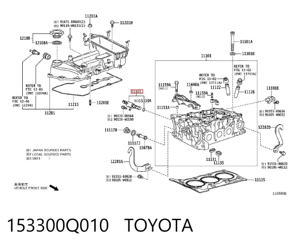 Válvula reguladora de presión de aceite 153300Q010 Toyota