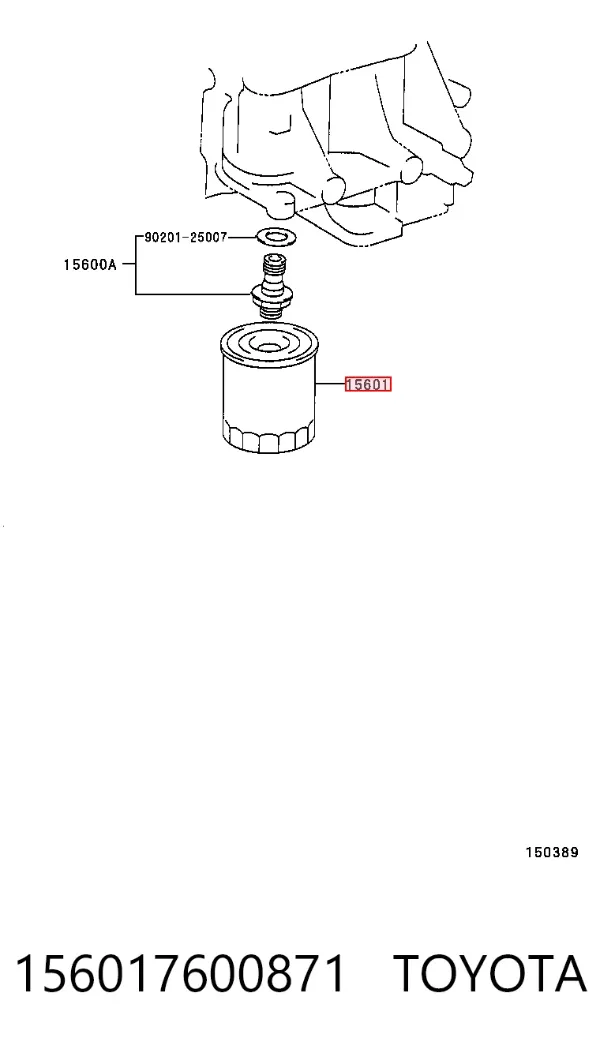 Filtro de aceite 156017600871 Toyota