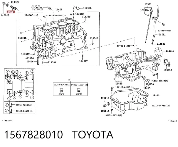 Filtro del regulador de fase de distribución 1567828010 Toyota