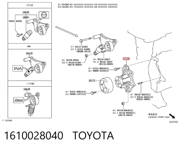 Bomba de agua 1610028040 Toyota