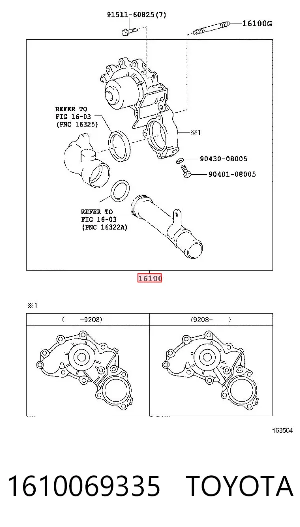 Bomba de agua 1610069335 Toyota