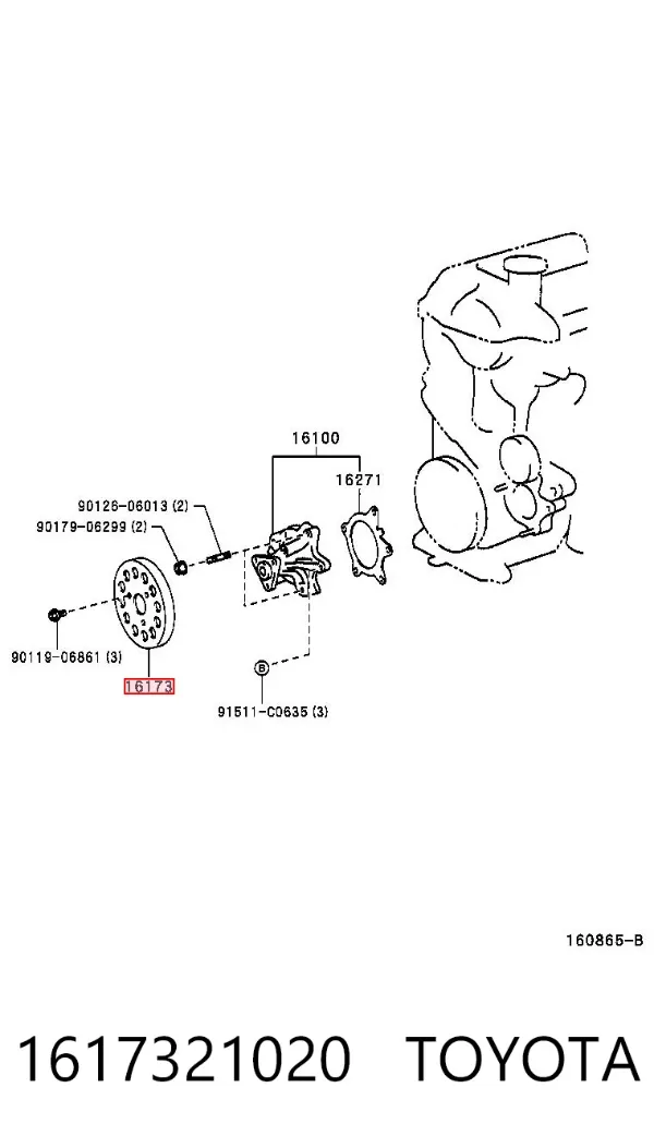 Polea de bomba de agua Toyota Yaris P10