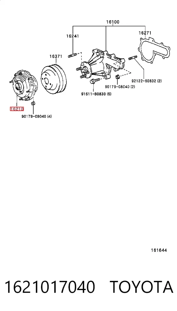 Embrague viscoso de ventilador 1621017040 Toyota