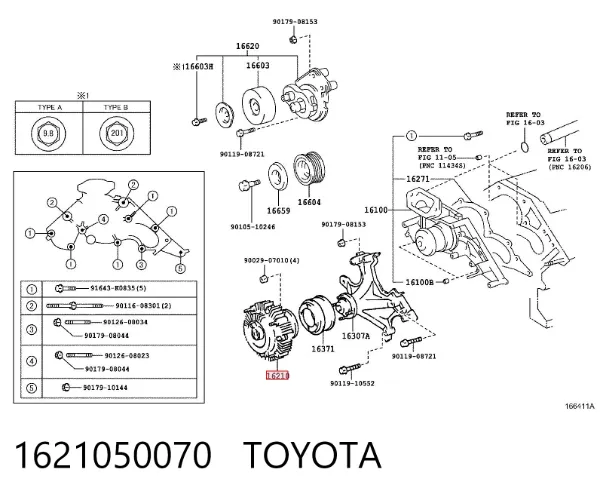 Embrague viscoso de ventilador 1621050070 Toyota