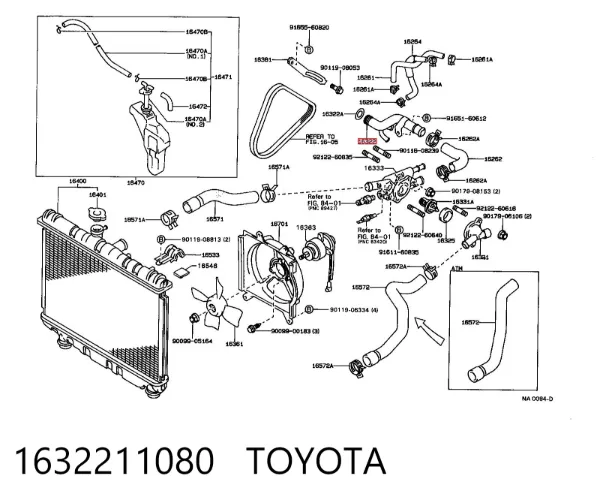 Manguera radiador 1632211080 Toyota
