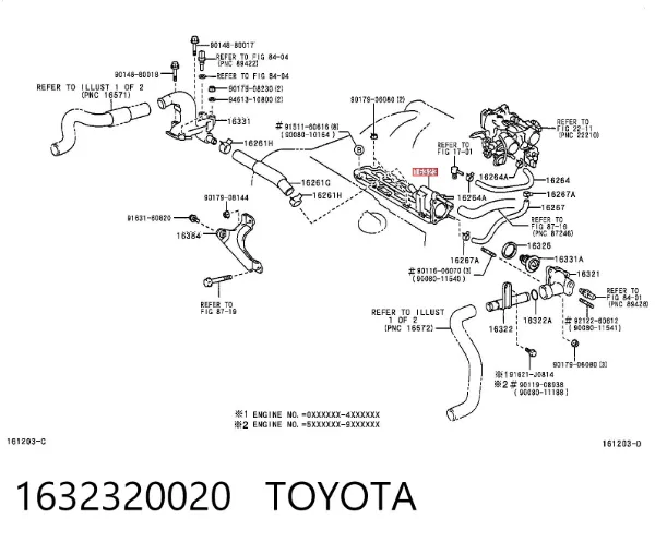 Caja de termostato 1632320020 Toyota