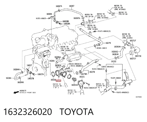 Caja de termostato 1632326020 Toyota