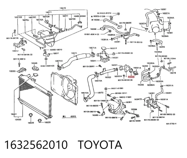Junta de termostato 1632562010 Toyota