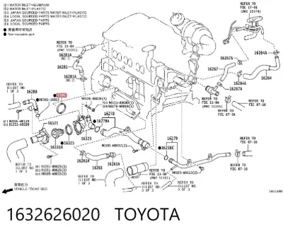 Junta de termostato TOYOTA 1632626020