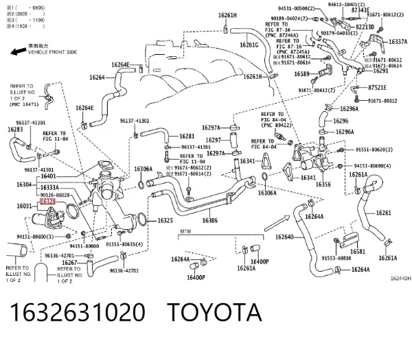 Junta de termostato 1632631020 Toyota