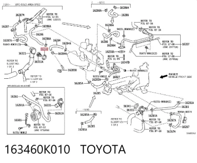 Junta de la carcasa del termostato TOYOTA 163460K010