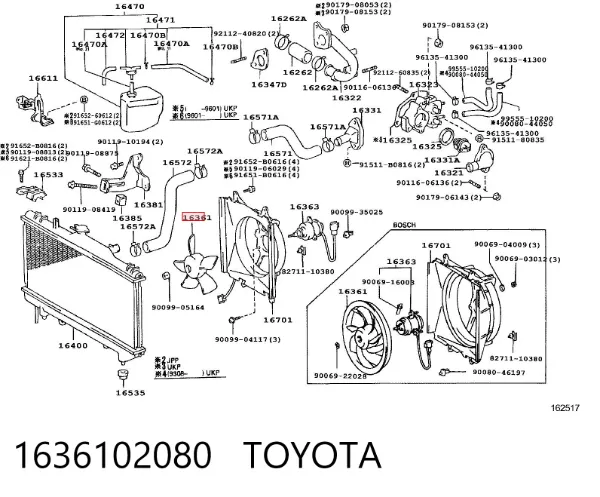 Motor ventilador del radiador 1636102080 Toyota