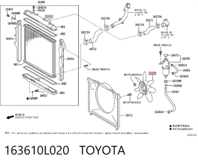 Ventilador del radiador TOYOTA 163610L020