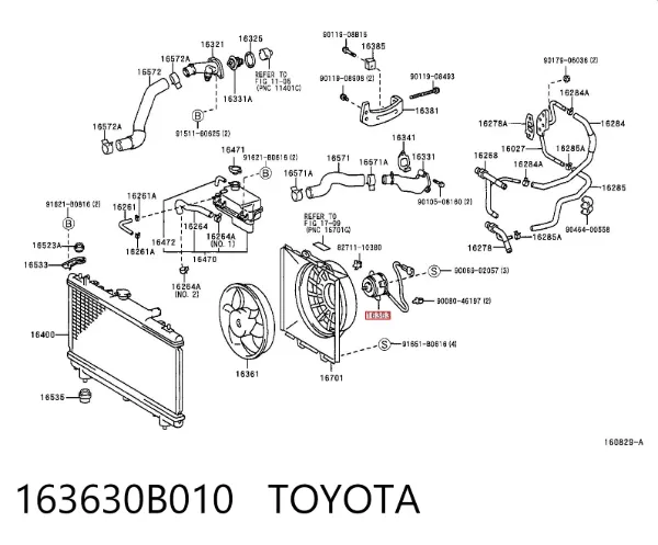 Motor ventilador del radiador 163630B010 Toyota