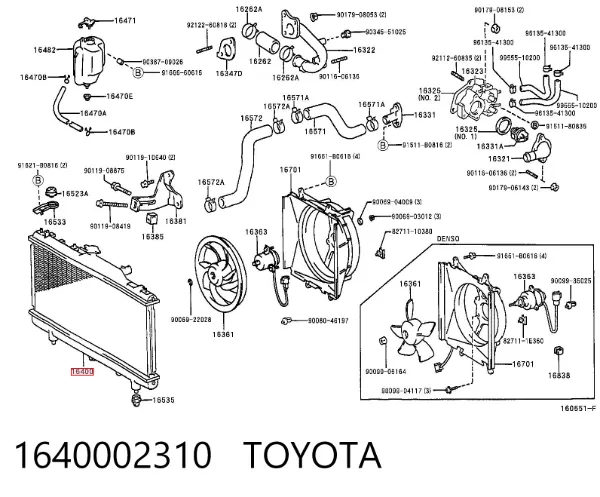 Radiador 1640002310 Toyota