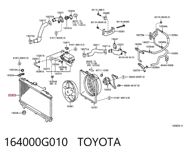 Radiador 164000G010 Toyota
