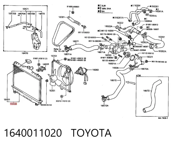 Radiador 1640011020 Toyota